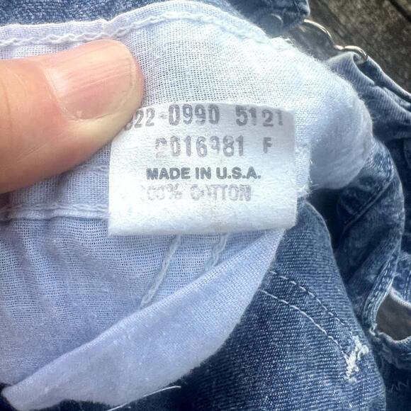 OshKosh B'gosh Vintage Acid Wash Denim Overalls Baby Size 18M Made in USA - Picture 7 of 8